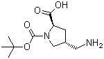 (2R-trans)-4-(Aminomethyl)-1,2-pyrrolidinedicarboxylic acid 1-(tert-butyl) ester molecular structure (CAS 132622-81-2)