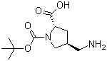 (2S,4S)-4-(氨基甲基)吡咯烷-1,2-二羧酸 1-叔丁酯分子结构 (CAS 132622-95-8)