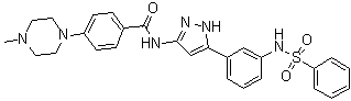 N-[5-[3-[(Phenylsulfonyl)amino]phenyl]-1H-pyrazol-3-yl]-4-(4-methylpiperazino)benzamide molecular structure (CAS 1327167-19-0)