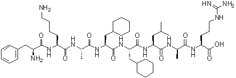 N2-[N-[N-[3-Cyclohexyl-N-[3-cyclohexyl-N-[N-(N2-L-phenylalanyl-L-lysyl)-L-alanyl]-L-alanyl]-L-alanyl]-L-leucyl]-D-alanyl]-L-arginine molecular structure (CAS 133214-60-5)