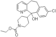 structure of CAS# 133284-74-9, 4-(8-Chloro-6,11-dihydro-11-hydroxy-5H-benzo[5,6]cyclohepta[1,2-b]pyridin-11-yl)-1-piperidinecarboxylic acid ethyl ester