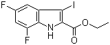 5,7-Difluoro-3-iodo-1H-indole-2-carboxylic acid ethyl ester molecular structure (CAS 1334499-90-9)