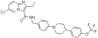 6-Chloro-2-ethyl-N-[[4-[4-[4-(trifluoromethoxy)phenyl]-1-piperidinyl]phenyl]methyl]imidazo[1,2-a]pyridine-3-carboxamide molecular structure (CAS 1334719-95-7)