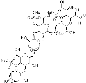 O-3,6-Anhydro-alpha-D-galactopyranosyl-(1→3)-O-4-O-sulfo-beta-D-galactopyranosyl-(1→4)-O-3,6-anhydro-alpha-D-galactopyranosyl-(1→3)-O-4-O-sulfo-beta-D-galactopyranosyl-(1→4)-O-3,6-anhydro-alpha-D-galactopyranosyl-(1→3)-D-galactose 4-(hydrogen sulfate) trisodium salt molecular structure (CAS 133628-76-9)