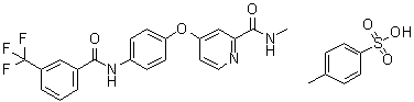 N-Methyl-4-[4-[[3-(trifluoromethyl)benzoyl]amino]phenoxy]-2-pyridinecarboxamide 4-methylbenzenesulfonate molecular structure (CAS 1338443-27-8)