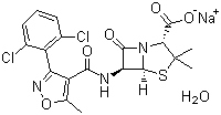 structure of CAS# 13412-64-1, Dicloxacillin sodium;Sodium 7-[3-(2,6-dichlorophenyl)-5-methyl-oxazol-4-yl]carbonylamino-3,3-dimet hyl-6-oxo-2-thia-5-azabicyclo[3.2.0]heptane-4-carboxylate