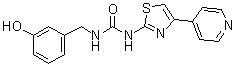 structure of CAS# 1342278-01-6, 1-(3-Hydroxybenzyl)-3-[4-(pyridin-4-yl)thiazol-2-yl]urea;RKI 1447
