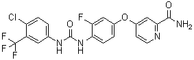 4-[4-[[[[4-Chloro-3-(trifluoromethyl)phenyl]amino]carbonyl]amino]-3-fluorophenoxy]-2-pyridinecarboxamide molecular structure (CAS 1343498-72-5)