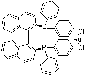 二氯[(R)-(+)-2,2'-双(二苯基膦)-1,1'-联萘基]钌 (II)分子结构 (CAS 134524-84-8)