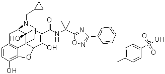 (5alpha)-17-(Cyclopropylmethyl)-6,7-didehydro-4,5-epoxy-3,6,14-trihydroxy-N-[1-methyl-1-(3-phenyl-1,2,4-oxadiazol-5-yl)ethyl]morphinan-7-carboxamide 4-methylbenzenesulfonate (1:1) molecular structure (CAS 1345728-04-2)