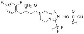 structure of CAS# 1345822-86-7, 5-Desfluoro Sitagliptin;(3R)-3-amino-4-(2,4-difluorophenyl)-1-[3-(trifluoromethyl)-6,8-dihydro-5H-[1,2,4]triazolo[4,3-a]pyrazin-7-yl]butan-1-one;phosphoric acid