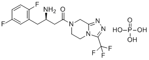 structure of CAS# 1345822-87-8, 4-Desfluoro Sitagliptin;(3R)-3-amino-4-(2,5-difluorophenyl)-1-[3-(trifluoromethyl)-6,8-dihydro-5H-[1,2,4]triazolo[4,3-a]pyrazin-7-yl]butan-1-one;phosphoric acid