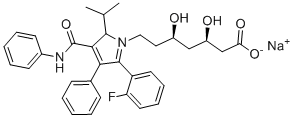 结构式 CAS# 1346598-86-4, (3R,5R)-7-[2-(2-氟苯基)-5-异丙基-3-苯基-4-(苯基氨基甲酰)-1H-吡咯-1-基]-3,5-二羟基庚酸钠