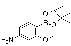 structure of CAS# 1350377-66-0, 3-Methoxy-4-(4,4,5,5-tetramethyl-1,3,2-dioxaborolan-2-yl)aniline