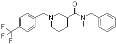 N-Methyl-N-(phenylmethyl)-1-[[4-(trifluoromethyl)phenyl]methyl]-3-piperidinecarboxamide molecular structure (CAS 1350920-22-7)