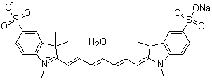 2-[7-(1,3-Dihydro-1,3,3-trimethyl-5-sulfo-2H-indol-2-ylidene)-1,3,5-heptatrienyl]-1,3,3-trimethyl-5-sulfo-3H-indolium inner salt sodium salt monohydrate molecular structure (CAS 135408-43-4)