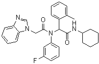 N-[2-(Cyclohexylamino)-1-(2-methylphenyl)-2-oxoethyl]-N-(3-fluorophenyl)-1H-benzimidazole-1-acetamide molecular structure (CAS 1355326-21-4)