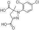 结构式 CAS# 135591-00-3, 吡唑解草酸; (RS)-1-(2,4-二氯苯基)-5-甲基-2-吡唑啉-3,5-二羧酸