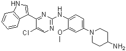 structure of CAS# 1356962-20-3, N-[4-(4-Amino-1-piperidinyl)-2-methoxyphenyl]-5-chloro-4-(1H-indol-3-yl)-2-pyrimidinamine