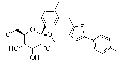 structure of CAS# 1358581-37-9, Methyl 1-C-[3-[[5-(4-fluorophenyl)-2-thienyl]methyl]-4-methylphenyl]-alpha-D-glucopyranoside