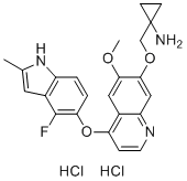 1-[[[4-[(4-Fluoro-2-methyl-1H-indol-5-yl)oxy]-6-methoxy-7-quinolinyl]oxy]methyl]-cyclopropanamine hydrochloride (1:2) molecular structure (CAS 1360460-82-7)