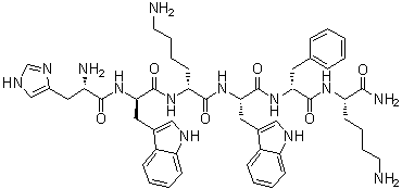 structure of CAS# 136054-22-3, L-Histidyl-D-tryptophyl-D-lysyl-L-tryptophyl-D-phenylalanyl-L-lysinamide;D-Lys3-GHRP-6; [D-Lys3]growth hormone-releasing peptide 6