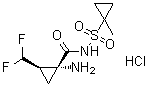 (1R,2R)-1-Amino-2-(difluoromethyl)-N-[(1-methylcyclopropyl)sulfonyl]cyclopropanecarboxamide hydrochloride (1:1) molecular structure (CAS 1360828-80-3)