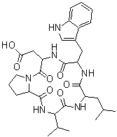Cyclo(D-alpha-aspartyl-L-prolyl-D-valyl-L-leucyl-D-tryptophyl) molecular structure (CAS 136553-81-6)