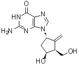 2-Amino-1,9-dihydro-9-[(1S,3S,4S)-4-hydroxy-3-(hydroxymethyl)-2-methylenecyclopentyl]-6H-purin-6-one molecular structure (CAS 1367369-77-4)