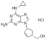 structure of CAS# 136777-48-5, Abacavir hydrochloride;(1S-cis)-4-[2-Amino-6-(cyclopropylamino)-9H-purin-9-yl]-2-cyclopentene-1-methanol monohydrochloride