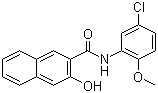 structure of CAS# 137-52-0, N-(5-Chloro-2-methoxyphenyl)-3-hydroxynaphthalene-2-carboxamide;Naphtol AS-CA; Azoic Coupling Component 34; Naphtanilide EL