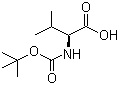 structure of CAS# 13734-41-3, Boc-L-Valine;N-(tert-Butoxycarbonyl)-L-valine; N-[(1,1-Dimethylethoxy)carbonyl]-L-valine; (S)-2-(Boc-amino)-3-methylbutyric acid