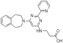 N-[2-(2-Pyridinyl)-6-(1,2,4,5-tetrahydro-3H-3-benzazepin-3-yl)-4-pyrimidinyl]-beta-alanine molecular structure (CAS 1373422-53-7)