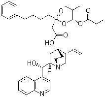 (8a,9R)-Cinchonan-9-ol mono[[(S)-[(1R)-2-methyl-1-(1-oxopropoxy)propoxy](4-phenylbutyl)phosphinyl]acetate] molecular structure (CAS 137590-32-0)
