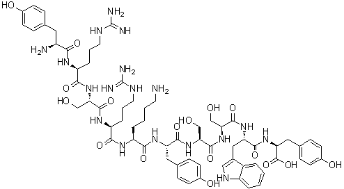L-Tyrosyl-L-arginyl-L-seryl-L-arginyl-L-lysyl-L-tyrosyl-L-seryl-L-seryl-L-tryptophyl-L-tyrosine molecular structure (CAS 137665-91-9)