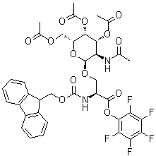 N-[(9H-Fluoren-9-ylmethoxy)carbonyl]-O-[3,4,6-tri-O-acetyl-2-(acetylamino)-2-deoxy-alpha-D-galactopyranosyl]-L-serine pentafluorophenyl ester molecular structure (CAS 137816-29-6)