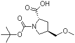 结构式 CAS# 1378388-16-9, (2S,4S)-4-(甲氧基甲基)-1,2-吡咯烷二甲酸 1-叔丁基酯