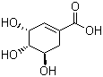 structure of CAS# 138-59-0, Shikimic acid ;(3R,4S,5R)-(-)-3,4,5-Trihydroxy-1-cyclohexenecarboxylic acid; 3,4,5-Trihydroxy-1-cyclohexene-1-carboxylic acid