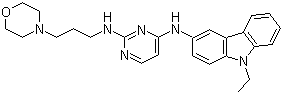 structure of CAS# 1380432-32-5, N4-(9-Ethyl-9H-carbazol-3-yl)-N2-[3-(4-morpholinyl)propyl]-2,4-pyrimidinediamine