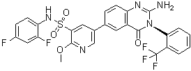 5-[(3S)-2-Amino-3,4-dihydro-4-oxo-3-[2-(trifluoromethyl)phenyl]-6-quinazolinyl]-N-(2,4-difluorophenyl)-2-methoxy-3-pyridinesulfonamide molecular structure (CAS 1384097-27-1)