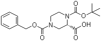 结构式 CAS# 138775-03-8, (S)-N-1-Boc-N-4-Cbz-2-哌嗪甲酸; (S)-N-1-叔丁氧羰基-N-4-苄氧羰基-2-哌嗪甲酸