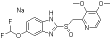 structure of CAS# 138786-67-1, Pantoprazole sodium;5-(Difluoromethoxy)-2-(((3,4-dimethoxy-2-pyridinyl)methyl) sulfinyl)-1H-benzimidazole sodium