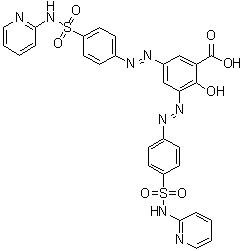 2-Hydroxy-3,5-bis[2-[4-[(2-pyridinylamino)sulfonyl]phenyl]diazenyl]benzoic acid molecular structure (CAS 1391062-49-9)