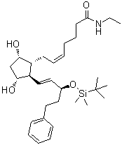 (5Z)-7-[(1R,2R,3R,5S)-2-[(1E,3S)-3-[[(1,1-Dimethylethyl)dimethylsilyl]oxy]-5-phenyl-1-penten-1-yl]-3,5-dihydroxycyclopentyl]-N-ethyl-5-heptenamide molecular structure (CAS 1393740-68-5)