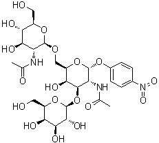 4-Nitrophenyl O-2-(acetylamino)-2-deoxy-beta-D-glucopyranosyl-(1→6)-O-[beta-D-galactopyranosyl-(1→3)]-2-(acetylamino)-2-deoxy-alpha-D-galactopyranoside molecular structure (CAS 139459-55-5)