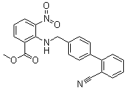 2-[[(2'-Cyano[1,1'-biphenyl]-4-yl)methyl]amino]-3-nitro-benzoic acid methyl ester molecular structure (CAS 139481-28-0)