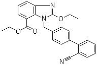 结构式 CAS# 139481-41-7, 2-乙氧基-1-[(2'-氰基联苯-4-基)甲基]苯并咪唑-7-羧酸乙酯