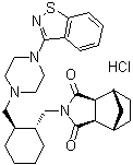 (3aR,4S,7R,7aS)-rel-2-[[(1R,2R)-2-[[4-(1,2-Benzisothiazol-3-yl)-1-piperazinyl]methyl]cyclohexyl]methyl]hexahydro-4,7-methano-1H-isoindole-1,3(2H)-dione hydrochloride (1:1) molecular structure (CAS 139563-18-1)