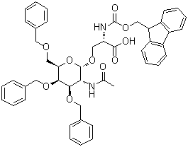 O-[2-(Acetylamino)-2-deoxy-3,4,6-tris-O-(phenylmethyl)-alpha-D-galactopyranosyl]-N-[(9H-fluoren-9-ylmethoxy)carbonyl]-L-serine molecular structure (CAS 1398123-85-7)