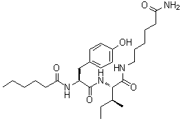 N-(1-Oxohexyl)-L-tyrosyl-N-(6-amino-6-oxohexyl)-L-isoleucinamide molecular structure (CAS 1401708-83-5)